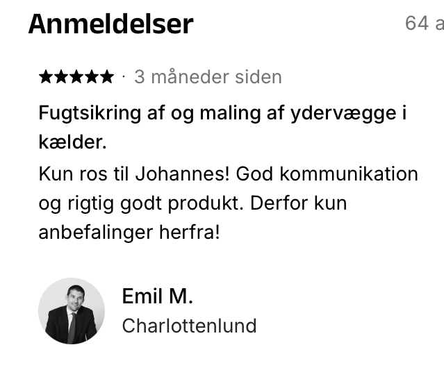 Femstjernet kundeanmeldelse af Skjoldungernes Murerentreprise